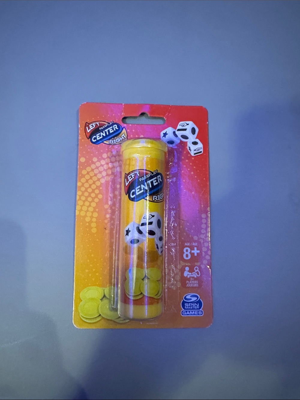LEFT CENTER RIGHT Dice Game Set in Yellow